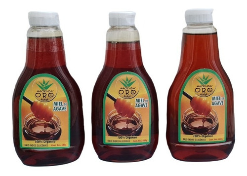 2,040 Kg Jarabe Miel De Agave Endulzante Natural 3 Botellas