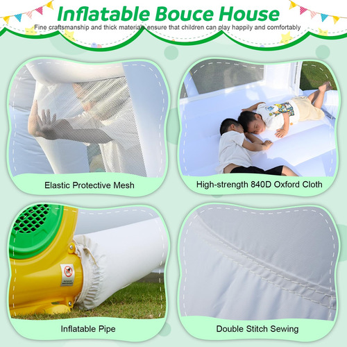 Bounce House Aonesy White Inflável Com Poço De Bolas E Escor