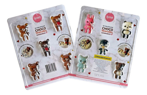 Imagen 1 de 6 de Set De 2 Moldes Placas Choco Animalitos Sumergibles Parpen