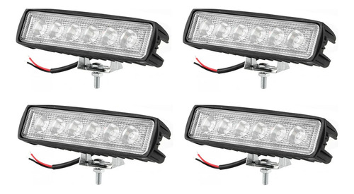 Kit 2 Faro Auxiliar Barra 6 Led 18w 12v 24v Alta Potencia