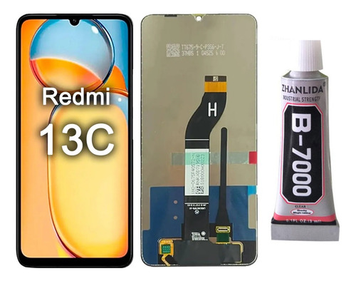 Frontal Lcd Touch Tela Display Compatível Redmi 13c Premium Cor Preto Cola