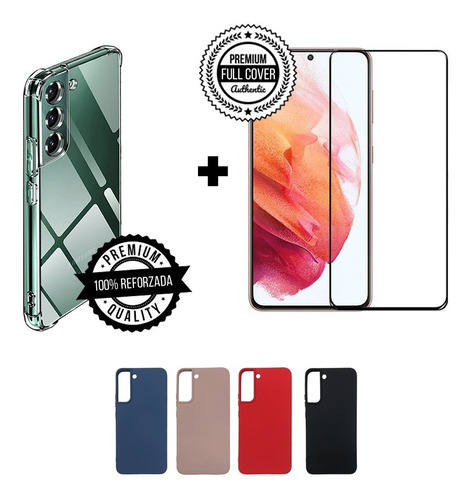 Case + Vidrio Full Cover -  Para Samsung S22 / S22 Plus 