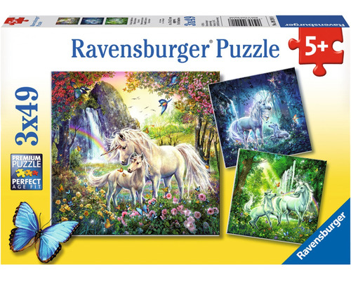 3 Rompecabezas Ravensburger Unicornios De 49 Piezas C/u 5+