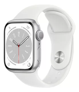 Apple Watch Serie 8 Gps 41mm M/l Caja Plata Sport Band White Color De La Caja Silver Color De La Malla White (blanco) - Distribuidor autorizado