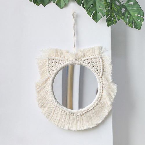 Espejo De Pared Colgante De Macramé, Espejo Cosmético Para