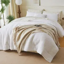 Comprar Juego De Ropa De Cama King Size 8 Pzas, Edredón Lujo Blanco