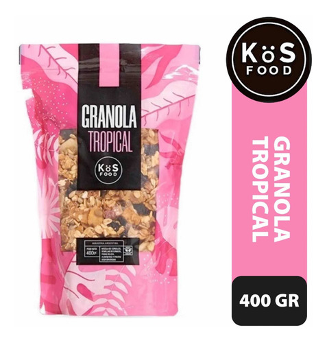 Granola Kos Tropical X 400 Grs. Avena Pasas Almendras Banana