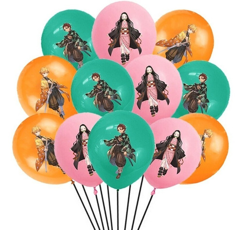 Pack 18 Globos De Látex Demon Slayer Kimetsu No Yaiba Anime