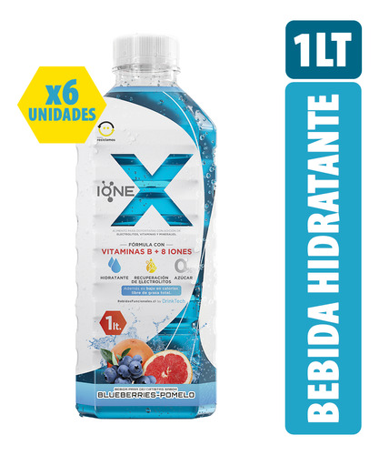 Pack 6 Ionex Bebida Hidratante Blueberries Pomelo 1l