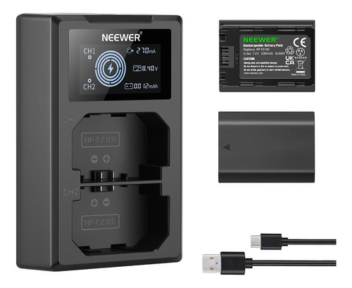 Neewer Np-fz100 Batería Y Cargador Kit Para Sony A9 Ii A7iii