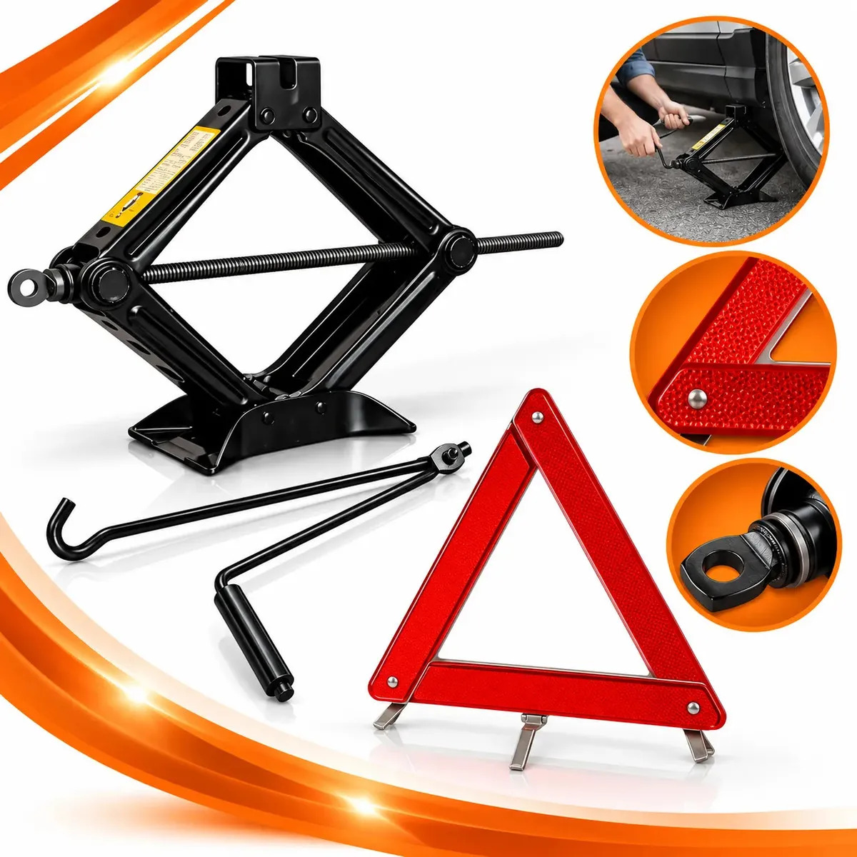 Kit Macaco Mecânico Sanfona 1,5 Toneladas + Triangulo Sinalizador Ultra Tools