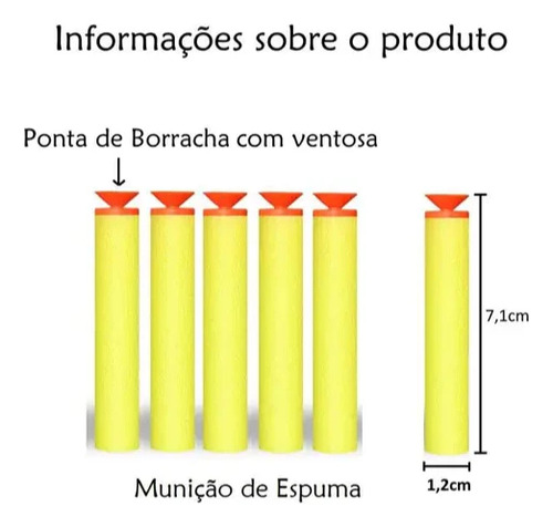 Refil Munição Balas P/ Lançador De Dardos Modelo Nerf 60 Un