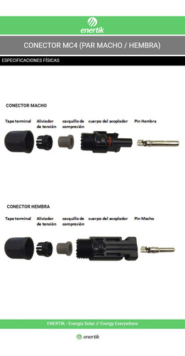 Conector Panel Solar Mc4 Par Macho/hembra - Enertik Cuotas