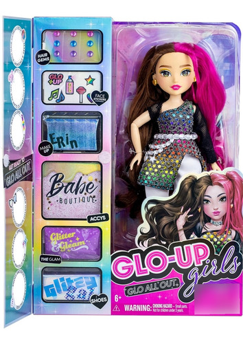 Muñeca De Moda Glo Up Girls Erin. Cambio Color Uñas Y Labios