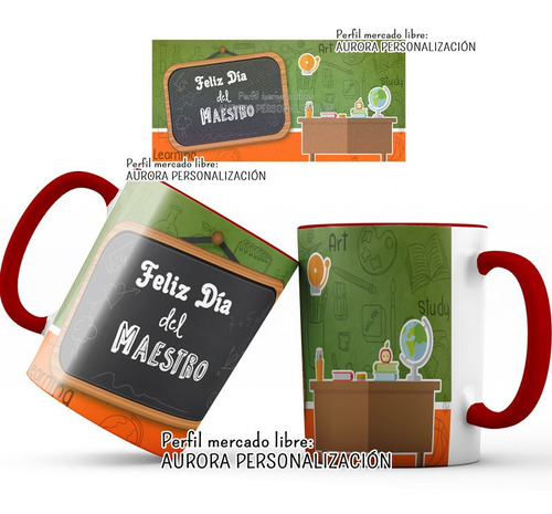 Mug Pocillo Dia  Maestro Profesor Interior Y Oreja Roja 015