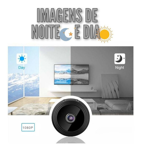 Micro Câmera Segurança Para Bebê Magnética Wifi C/ Bateria Cor Preto