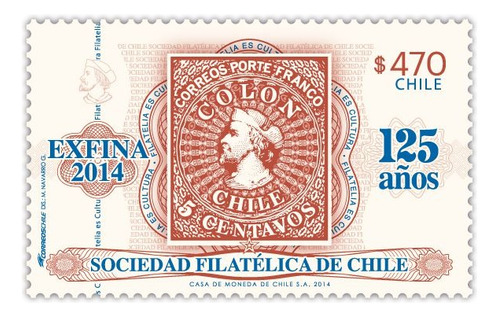 1 Estampillas Chile - Exfina 2014 - 125 Años
