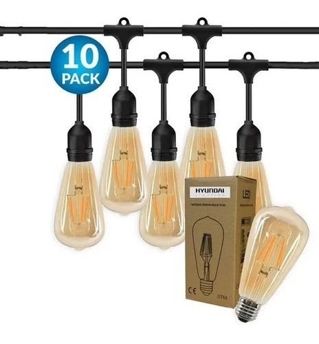 Imagen 4 de 10 de Guirnalda Luces Exterior Terraza Ampolletas Incluidas 10 Mts