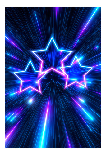 Painel Festa Vertical 1,00x2,00 Estrelas Efeito Neon 017