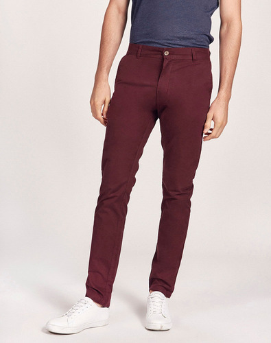 Pantalón Chino Praga, De Gabardina, Clásico, Bordó, Equus