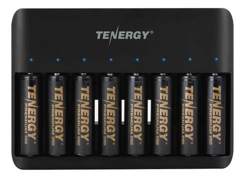 Tenergy Tn477u - Cargador Rapido De 8 Bahias Con 8 Baterias