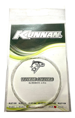 Tapered Leader Kunnan Pesca Con Mosca 4x 0,18 Mm 2,20 Kg