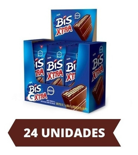 Kit 2cx Chocolate Bis Xtra Ao Leite C/24un. 45g Cada - Lacta