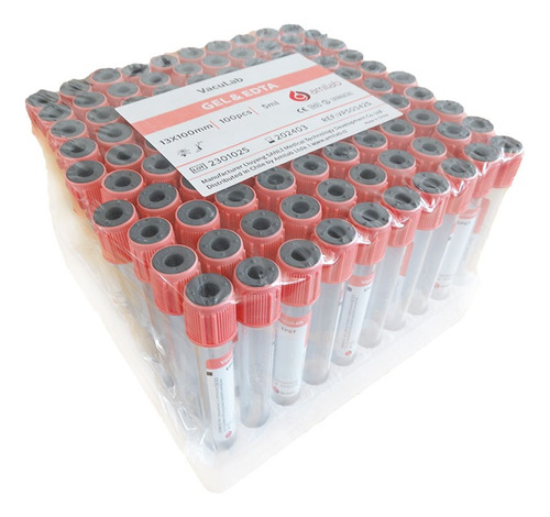 Tubo De Muestras 4ml Rojo Act Coagu 13x75 (100 Und) Vacutest