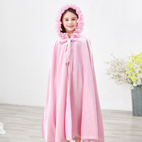 Capa De Terciopelo Con Capucha Para Niña, Disfraz De Princes