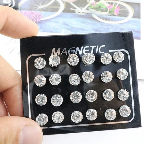 Imagem 2 de 4 de Cartela Brincos Magnéticos 12 Pares Para Orelha Sem Furos