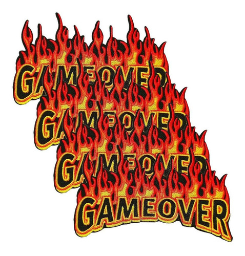 Hot Punk Flame Embroidery, Mxtis-004, 4 Parches, Gameover, 1