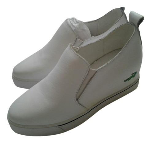 Zapatos Blancos En Semicuero Con Cuña. Talla 36/37. Lea Desc