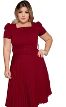 Comprar Vestido Moda Evangélica Midi Godê Rodado + Cinto P M G Gg