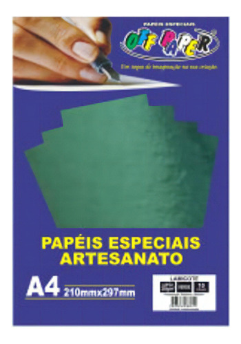 Papel Lamicote Verde A4 250g Com 10 Folhas