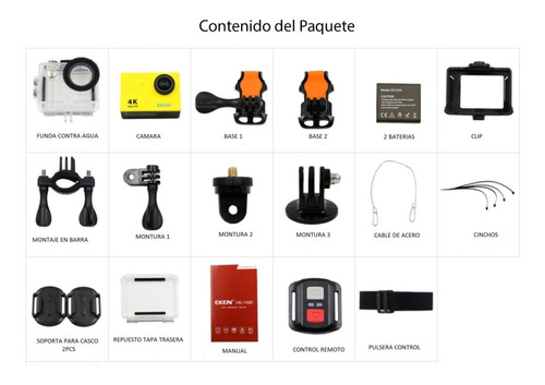 Camara Deportiva H9r Original Logo Eken 4k 25fps ,2 Baterías