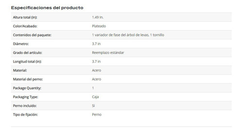 Engrane Arbol Levas Admision Chevrolet Impala V6 3.6l 2012