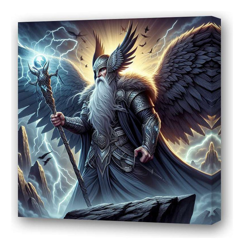 Cuadro 60x60cm Odin Sabiduría Y Guerra Dios Mitologia M3