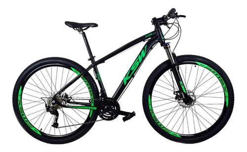 Mountain bike KSW XLT 100 aro 29 19" 27v freios de disco hidráulico câmbios Shimano Altus y Shimano Alivio cor preto/verde