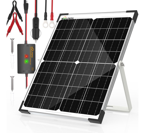 Solperk Cargador De Bateria Solar De 25 W, Mantenedor, Panel