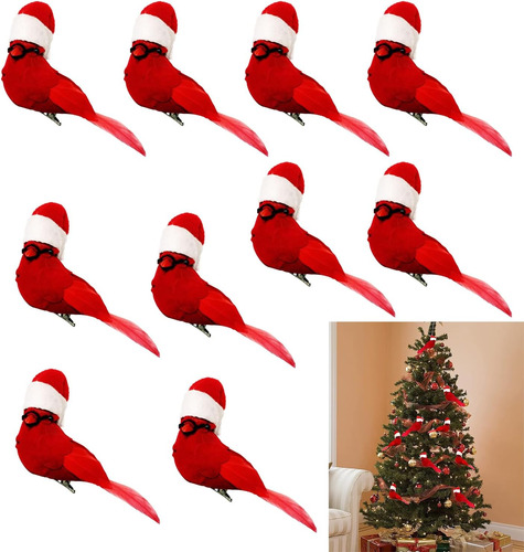 10pcs Navidad Pájaros Cardenales Rojos De Espuma De Pl...