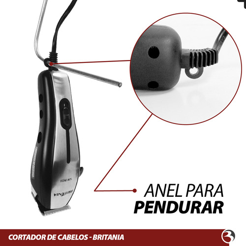 Cortador De Cabelo 127v Kit 9 Acessórios 14w Inox Cor Prata