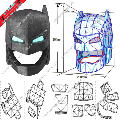 Casco Batman Vs Superman - Papercraft (retirar X Domicilio) | MercadoLibre