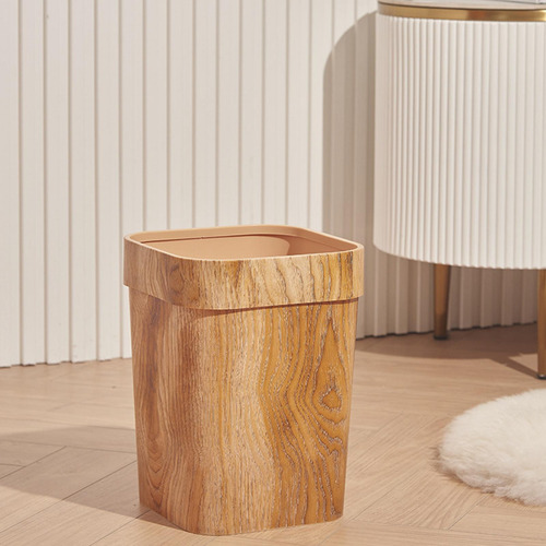 Cubo De Basura De Grano De Madera Rectangular, Cubos De