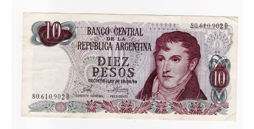 Ltb180. Billete 10 Pesos Ley, 1976, B2359; Serie D