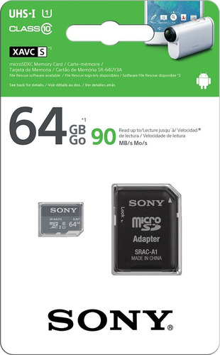 Sony Micro Sdxc 64gb C-10 4k C/adap Sd 90mb Sr64uy3 Ecoffice