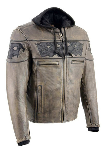 Milwaukee Leather Mlm - Chaqueta De Cuero Marrón Envejecid.