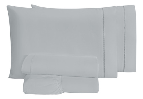 Jogo De Cama Realeza Algodão 200 Fios Cama King 4 Peças Cor Cinza Desenho do tecido Liso