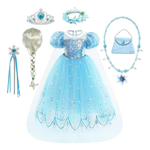 Vestido De Princesa Frozen Para Niña  Fiesta  Cosplay  Elsa