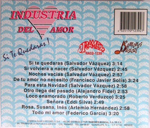 Industria Del Amor - Si Te Quedaras Cd