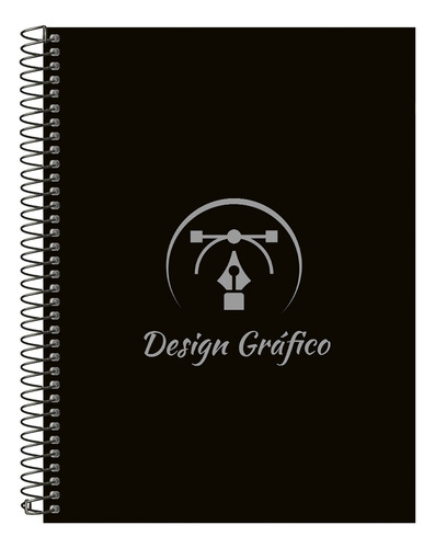 Caderno Universitário Profissões Preto E Prata 160 Folhas Cor Design Gráfico